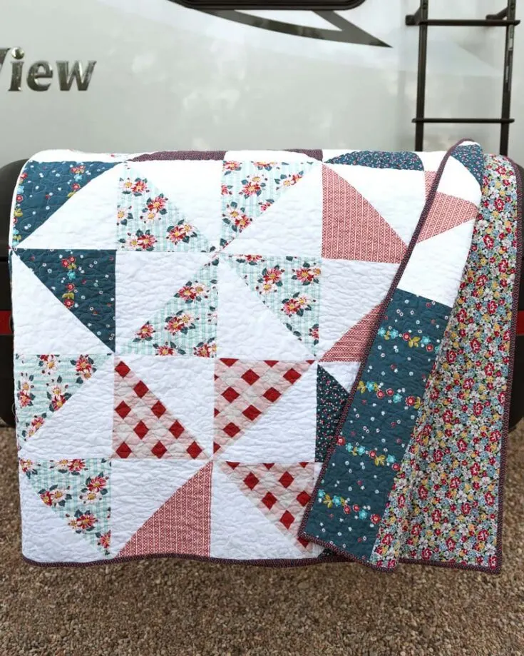 Here&rsquo;s yet another simple Summer Pinwheel quilt that is a fast-sew project! It&rsquo;s layer-cake friendly, and this blog will provide you with a guideline on the details of how this quilt was made. It&rsquo;s an ideal project if you already have the basics down to making quilts, as it is very customizable, and you&rsquo;ll only need to prepare 82 half square triangles.