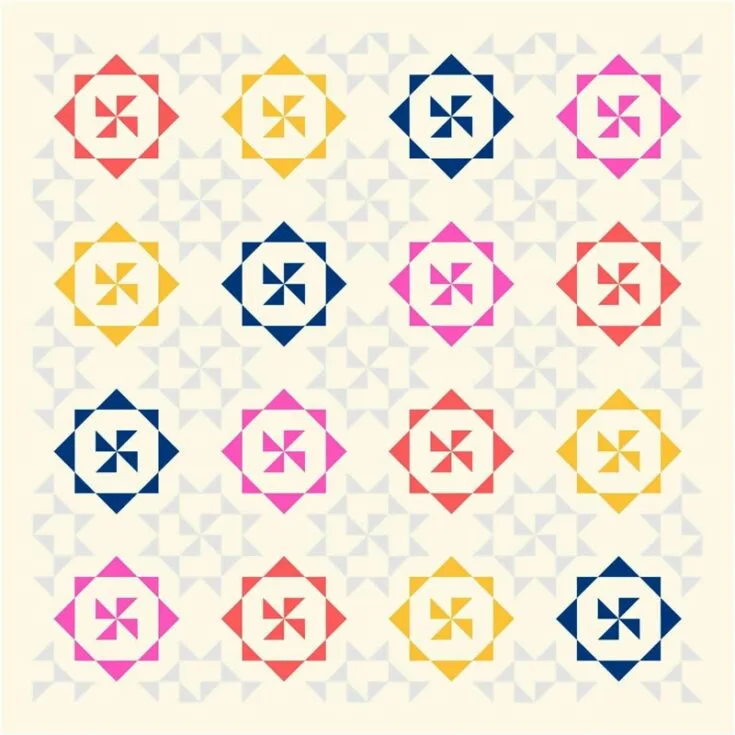 Though Summer has ended and Winter is still far ahead, you can combine those two seasons into this lovely Summer Snowflake Quilt! This stunning quilt uses 512 scrappy half square triangle quilt blocks in 4 bright colored fabrics, and this blog provides you with both written and video instructions to help guide you along the way. The finished quilt size is 70&rdquo; x 70&rdquo;.