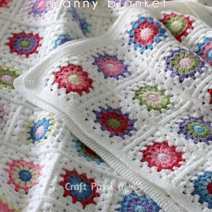 how to crochet sunburst granny square blanket