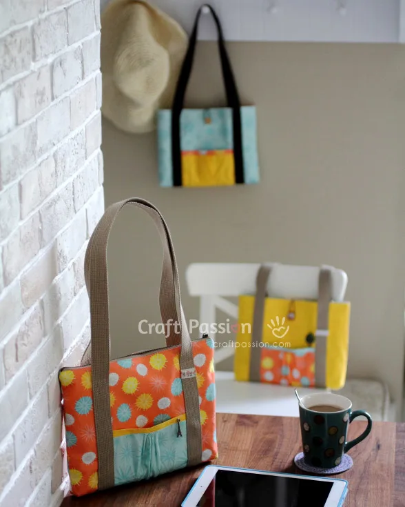 Free bag sewing pattern & tutorial for making a tablet-size bag for iPad, Surface, or Fire; also great for books. Can be sewn with or without a zipper.