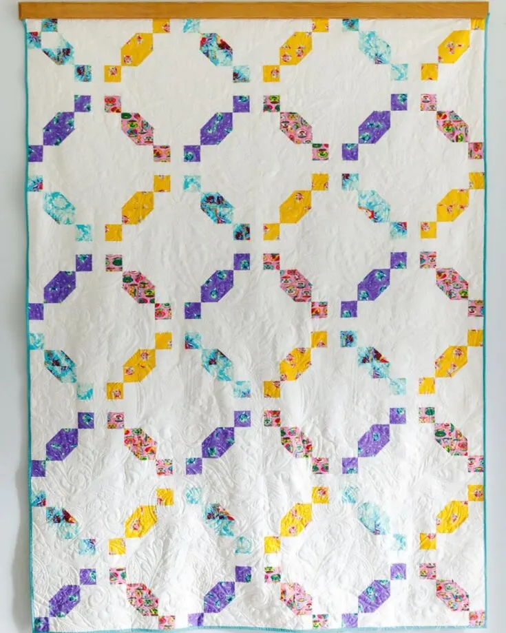 Once you&rsquo;ve made this Wrapped Candy quilt, you&rsquo;ll be craving for more easy quilt patterns! This gorgeous and elegant piece features playful strips of fabric reminiscent of candy wrappers, and it&rsquo;s fun to assemble and visually pleasing, too! This geometric quilt is easy to make as it uses strip piecing techniques, and the finished design yields a 70&rdquo; x 94&rdquo; quilt.