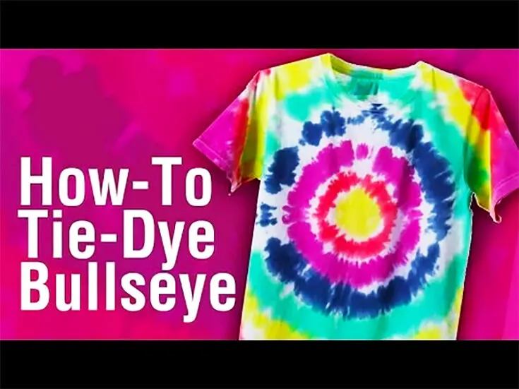 The bullseye tie dye technique features a circle with concentric circles of color radiating from the center. It forms a bullseye or target, hence the name.