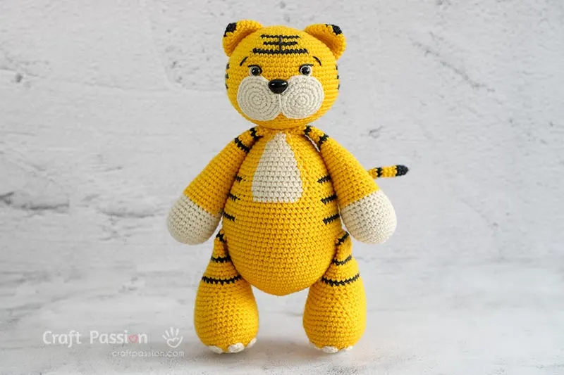 Timoe is a crochet stuffed animal that measures about 12.5" tall when standing. Just like the rest of the animal patterns in ZooVenture, Timoe is made in a huggable size, making it a perfect gift, especially for kids.