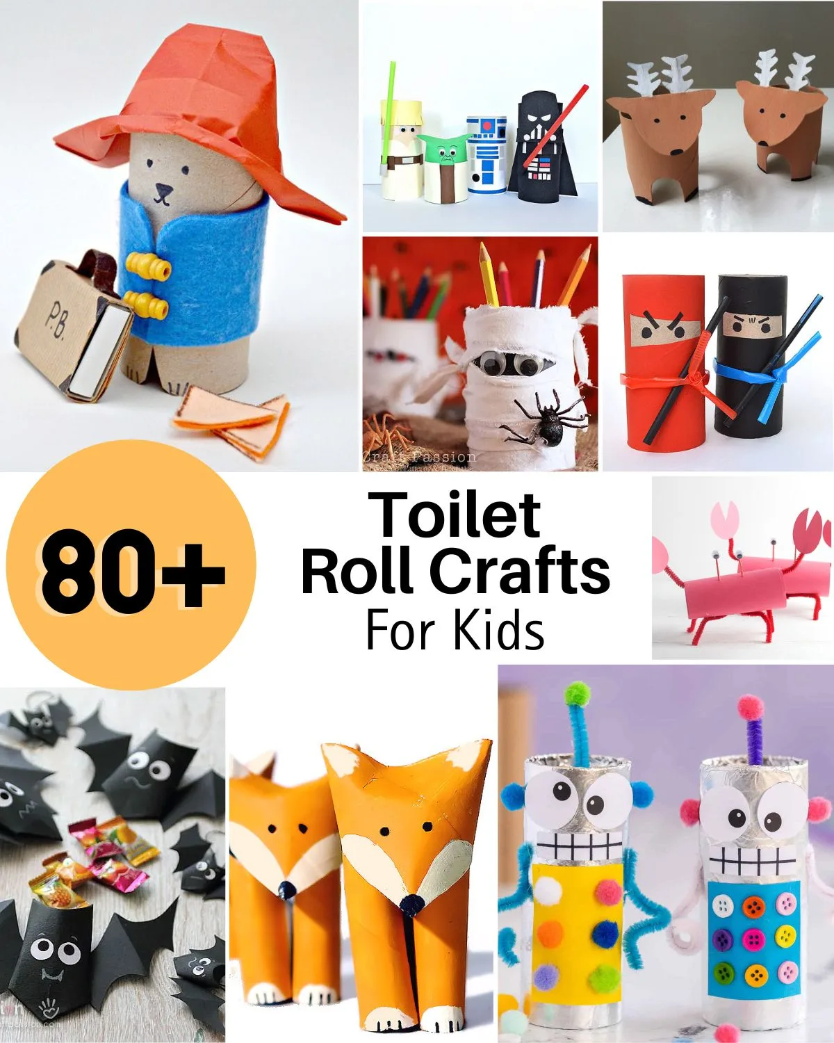 toilet roll crafts Calling all kid-crafters! Here is an extensive list of free toilet paper roll crafts for you to try. From cute animal designs to your favorite characters.