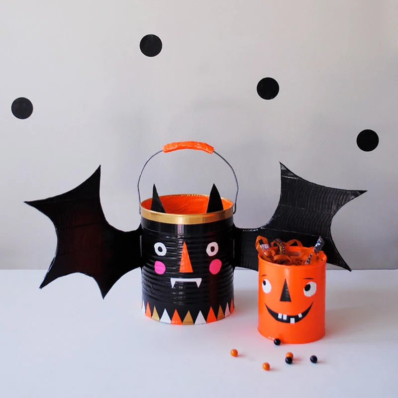 Make an easy and inexpensive DIY Trick-or-Treat candy bucket that your kids will love! You only need a tin can, cardboard wings, and duct tape to create a fun and festive Halloween bucket. It&rsquo;s a simple project perfect for getting your little ones excited about Halloween!