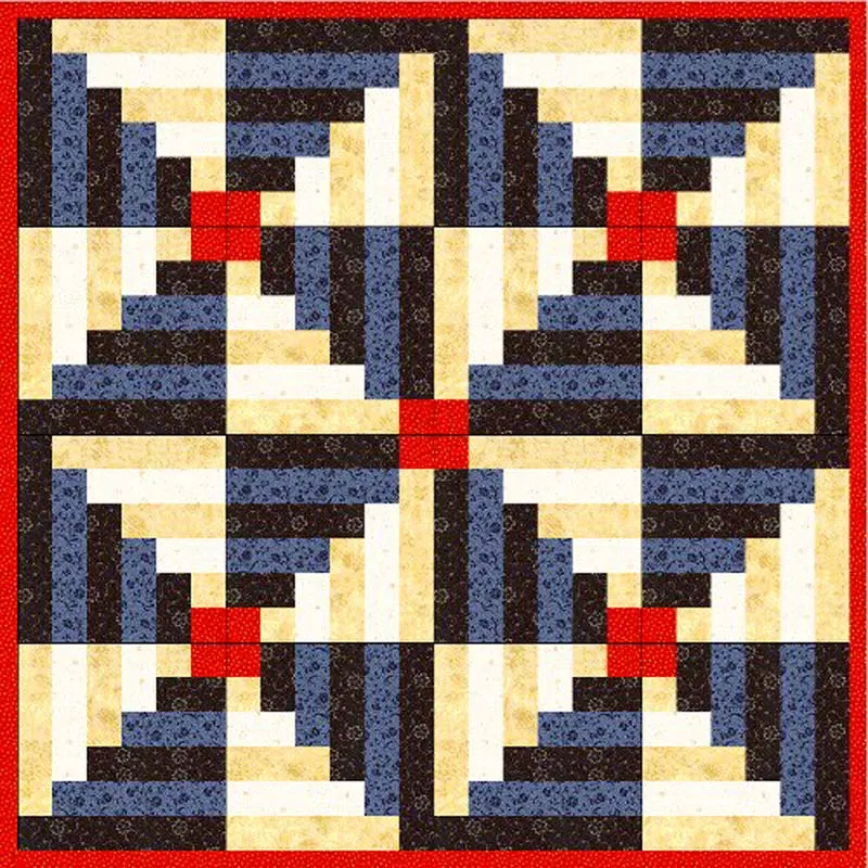 Have a look at this gorgeous, true blue log cabin design! Doesn&rsquo;t it look charming? This pattern comes with straightforward instructions packed in a downloadable PDF so you can easily quilt one for yourself and your friends. The finished size is 50&rdquo; x 50&rdquo;.