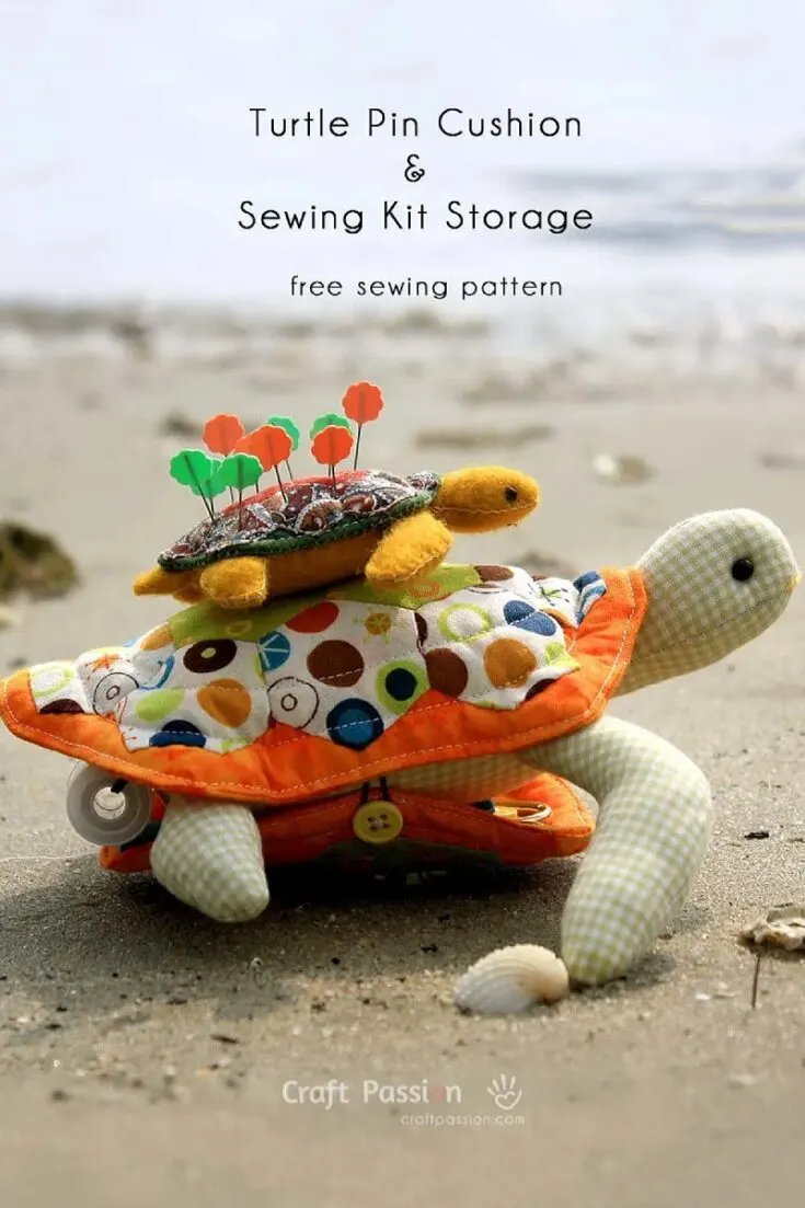 This turtle pincushion and sewing kit combo is a handy kit you can make to bring your supplies on the go. The shell of the turtle comes together using a simple quilting method that is great for using up those smaller scraps!