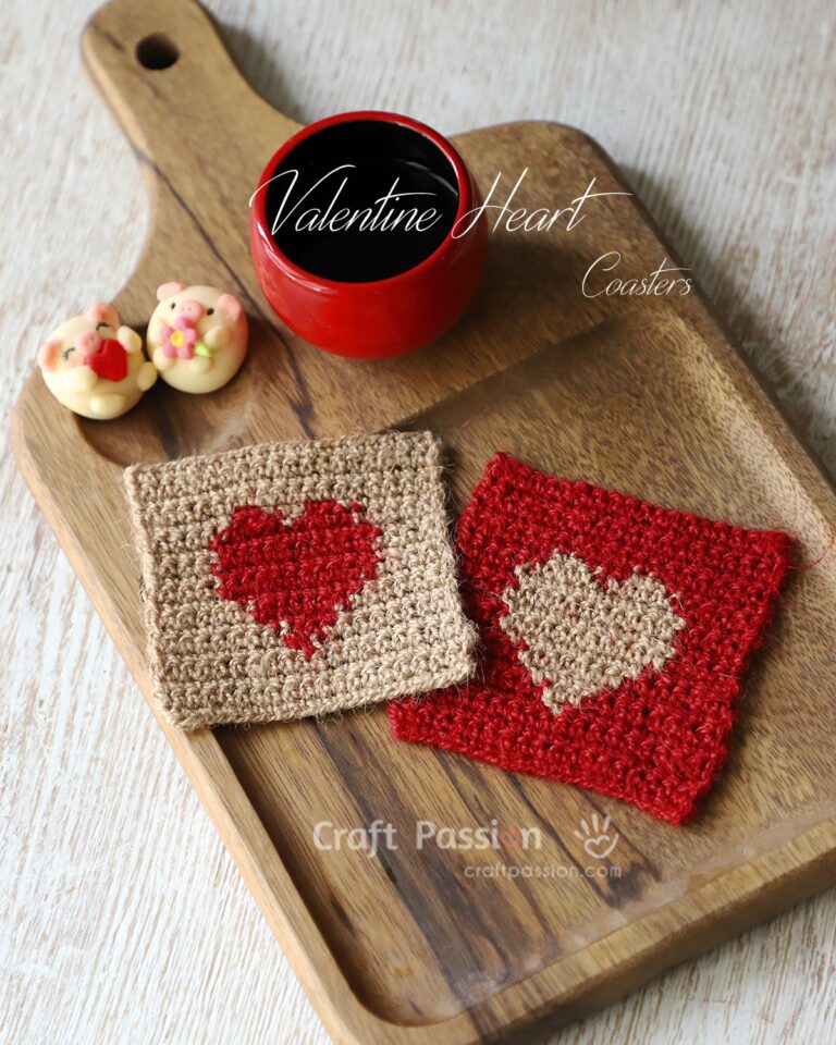 Free crochet heart coaster pattern! A quick, easy project and a perfect gift for any season that add charms on table. Join multiple for a larger project.