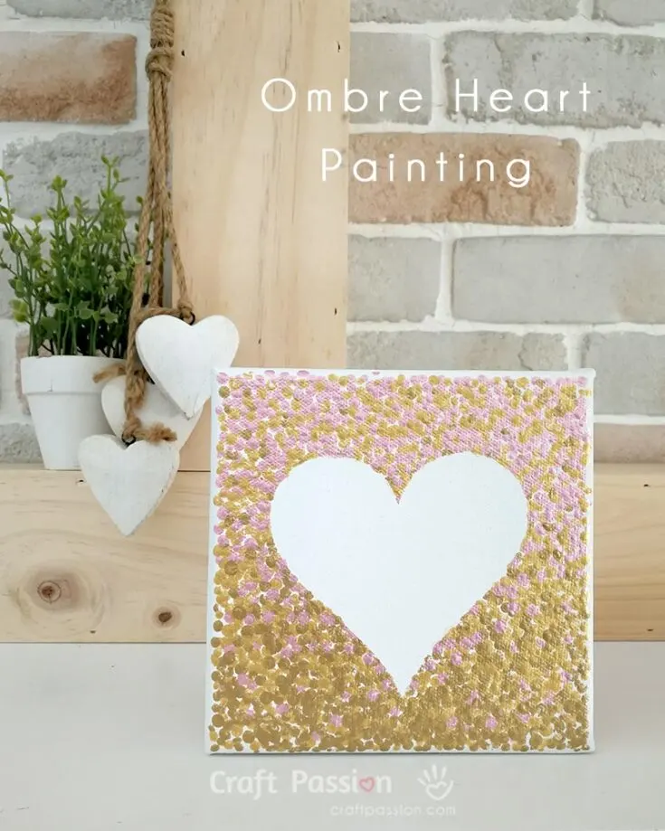 Made on a 6? x 6? canvas, this quick and easy ombre heart painting is a great way to show your love even if you're short on time!