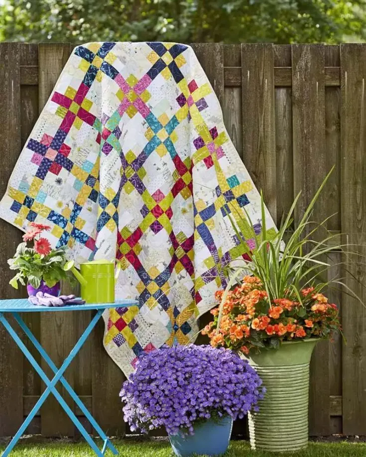 Want to host a themed garden party this upcoming spring? You&rsquo;ll never get bored of this enchanting, vivid grid quilt pattern. Also, why not turn this into a group project with your friends over a cup of tea as you chit-chat and soak in the sun's warmth? Size: 50 &frac12;&rdquo; x 60 &frac12;&rdquo;