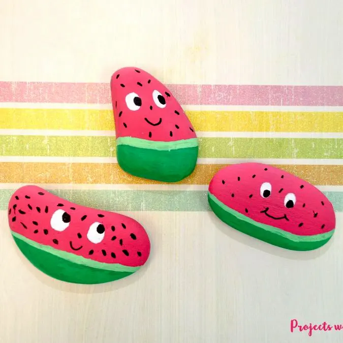 watermelon fruits painted rock ideas