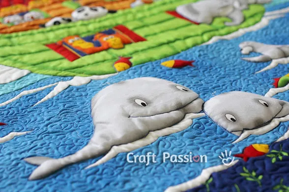 whale trapunto quilt