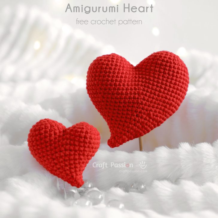 Whimsical heart amigurumi crochet pattern in 2 sizes