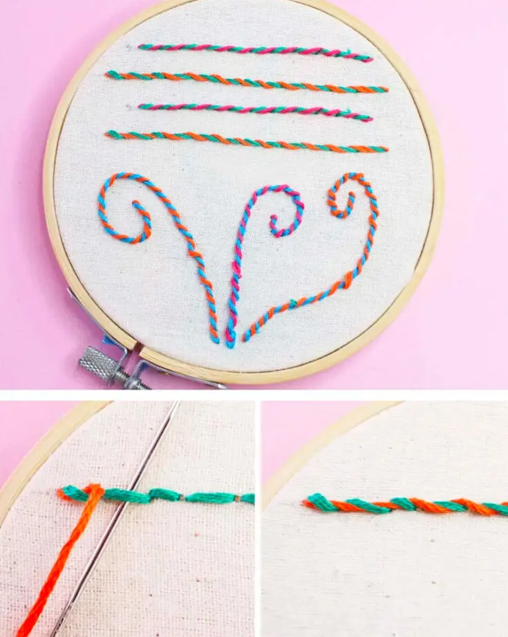 It may sound complicated, but whipped backstitch embroidery is simply the combination of the plain backstitch and the technique of whipping. It's neat and helps with the outline in embroidery.
