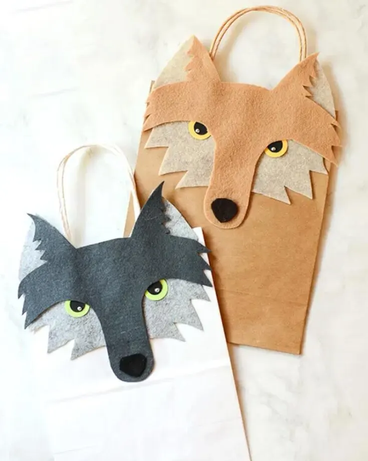 Make your wolf-themed birthday party even more exciting with these fun wolf gift bags! They&rsquo;re perfect for party favors and come with printable templates that double as wolf masks for the kids.