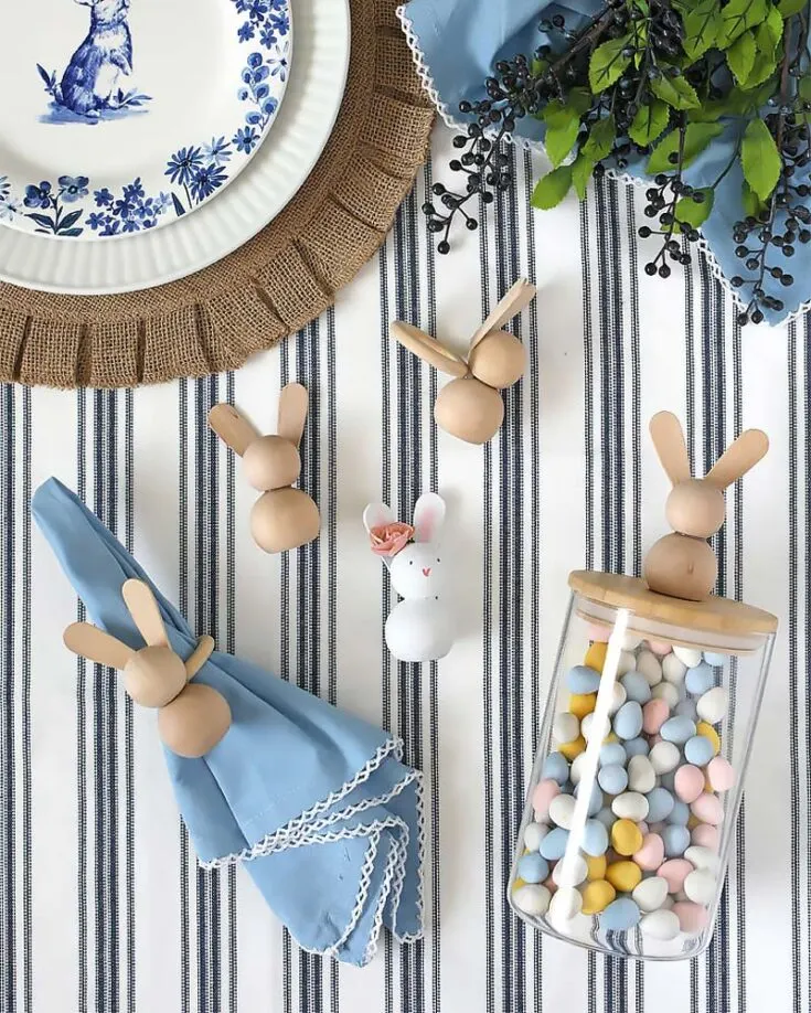 These cute Easter bunnies are to die for! If you are unable to find the materials in-store, simply hop over to Amazon to get the supplies you need. You can assemble the wooden blocks with some hot glue to create this miniature decor.