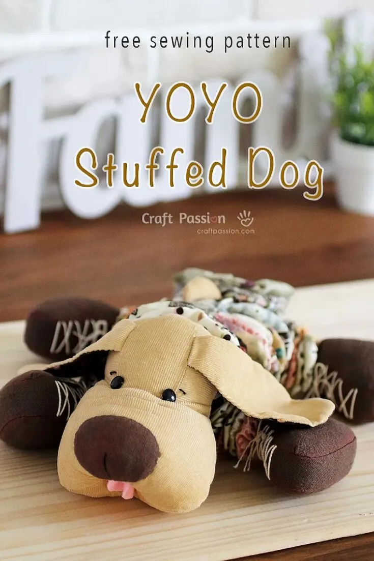 This special stuffed dog is made of YoYos, which are rounded pieces sewn together with a running stitch. The body of this dog is made using such YoYos, and as a result is flexible and easily poseable. It's the perfect companion for kids and adults alike!
